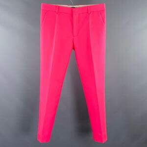 WALTER VAN BEIRENDONCK Size 32 Pink Fuchsia Polyester Flat Front Dress Pants